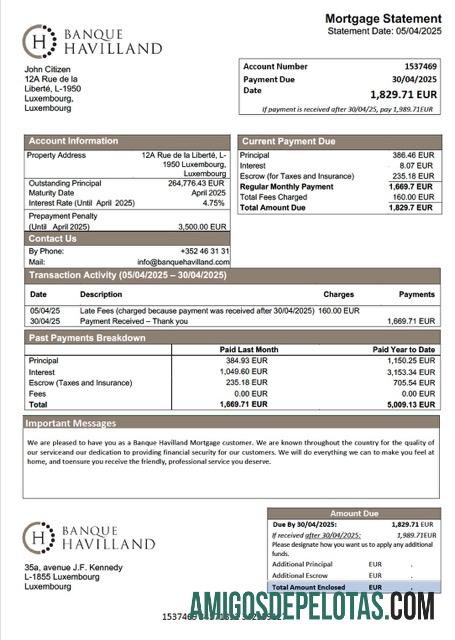 para download Modelo Word e PDF de declaração de hipoteca do Banque Havilland de Luxemburgo